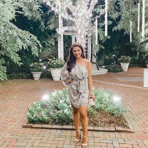 Floral print one shoulder dress